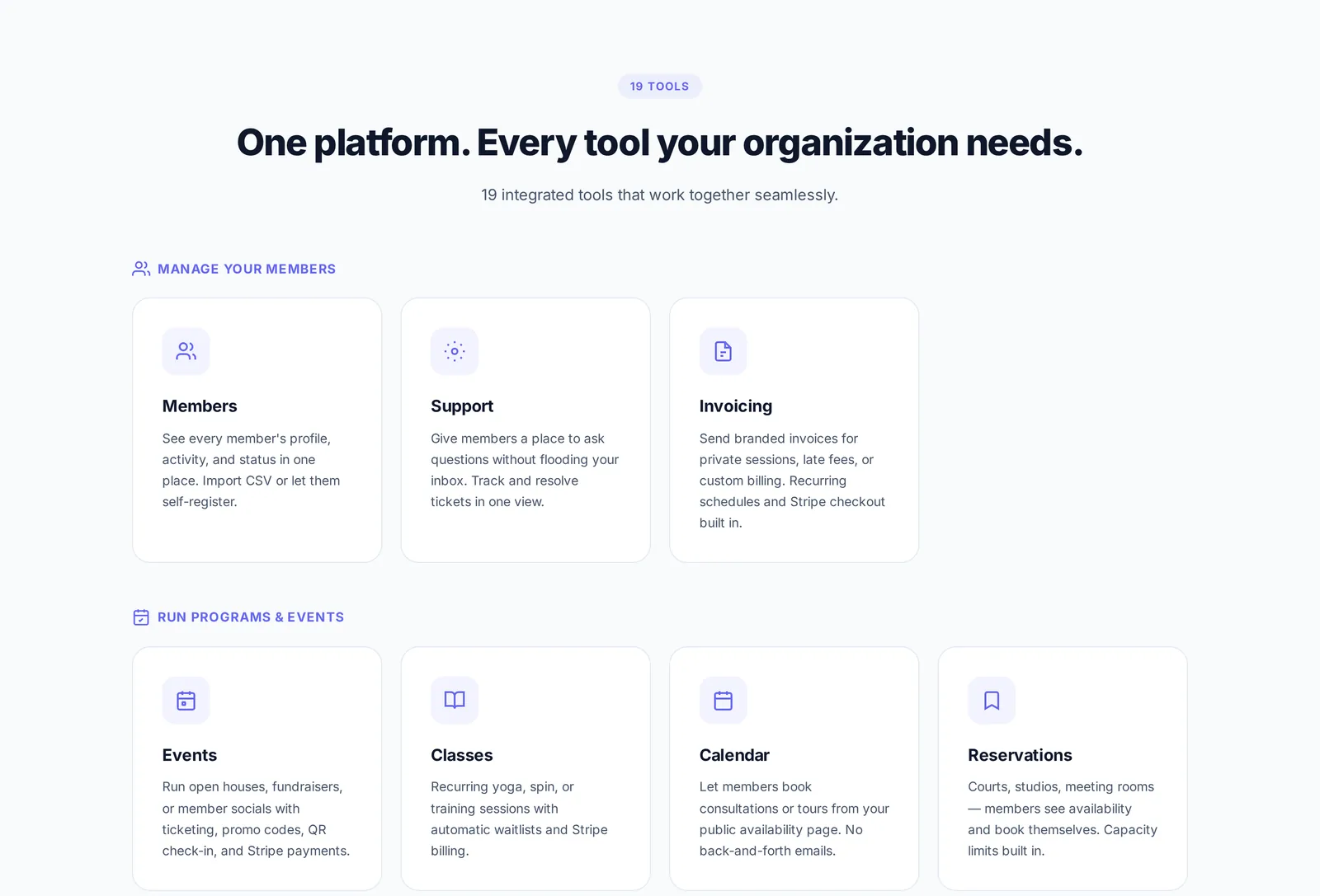 The tools grid on the marketing site